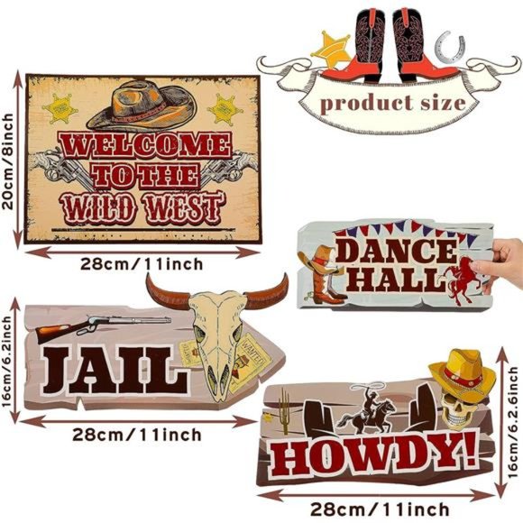 20 Pieces Western Party Directional Sign Western Cowboy Theme Wild West Party - Picture 2 of 7